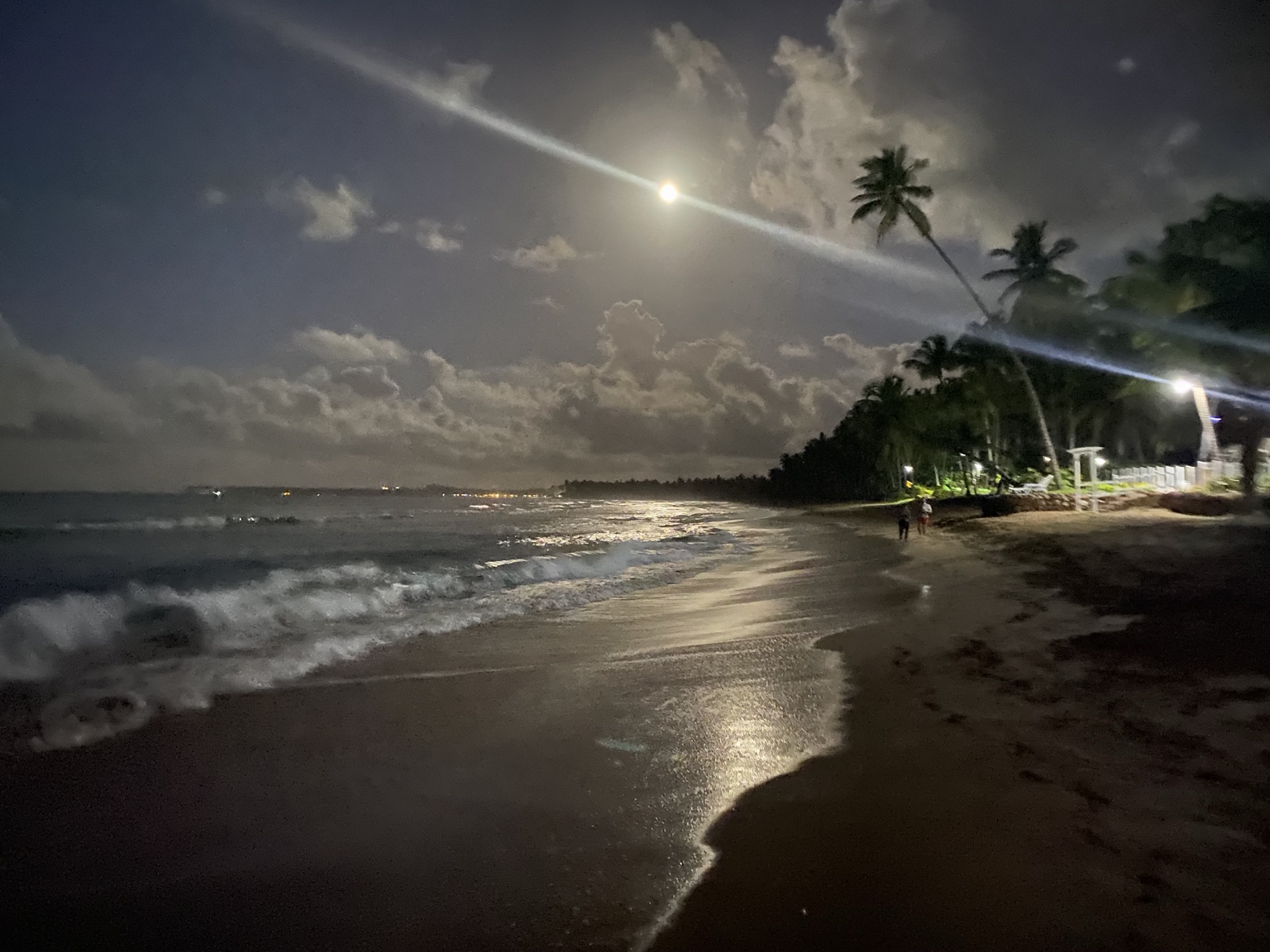 Moonlight over a quiet beach